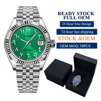 Montre automatique pour homme avec logo personnalisé OEM, acier inoxydable, cristal saphir, résistante à l'eau, mouvement japonais NH35, chiffres arabes