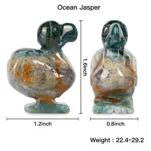 Figurine d'oiseau <span class=keywords><strong>Dodo</strong></span> porte-bonheur en cristal de jaspe océanique et dalmatien, sculptée à la main, en pierre précieuse naturelle, sculpture d'animal, décoration pour la maison et le bureau - Product Image 5