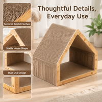 Maison à gratter pour chat en forme de pyramide, lit vertical en bois pour chat, nid de chat en carton ondulé, jouet pour chat d'intérieur
