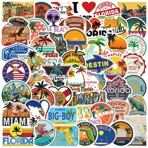 50Pcs Florida Scenery Landscape Graffiti Stickers For Laptop Notebook Bag Waterproof World Travel Label