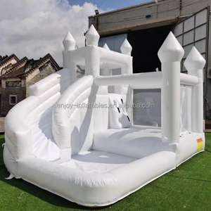 Maison gonflable commerciale de rebond de PVC avec la glissière, château blanc de pullover d'explosion de piscine de cercueil - Product Image 2