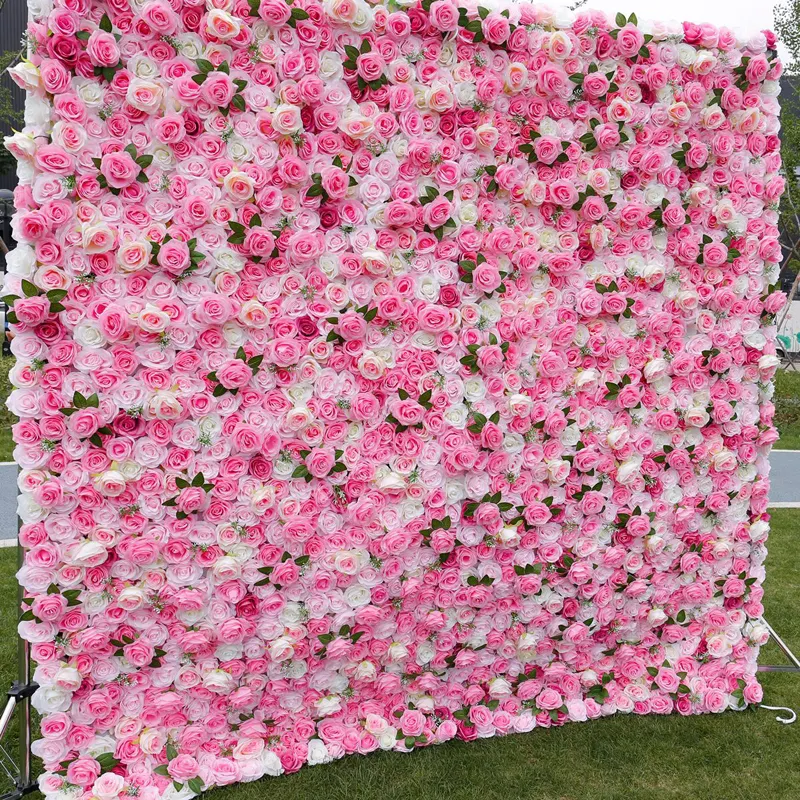 Roos Hortensia Bloem Muur Paneel 3d Bloem Muur Roll Up Gordijn Kunstzijde Bloemenmuur Met Pioenen Voor Bruiloft Feest Decor