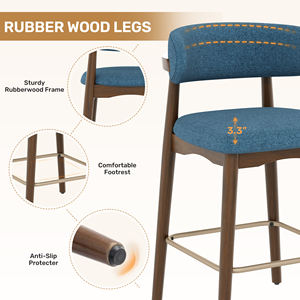 Taburetes de Bar Modernos con Reposapiés, Asiento de Tela Suave, Estructura de Madera de Caucho, Ecológicos y Duraderos para Bares, Cafés y Restaurantes - Product Image 5