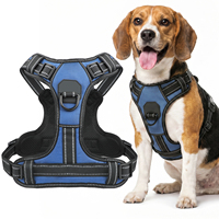 Zugsicheres Hundegeschirr mit reflektierenden Riemen, verstellbar, bequem, atmungsaktives Outdoor-Mesh-Haustiergeschirr mit Tragegriff