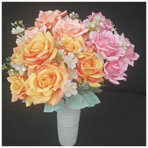 Queyiyi <b>Flowers</b> <b>Artificial</b> Rose Bouquet 51cm <b>Wedding</b> Home Decor Floral Arrangement - Product Image 4