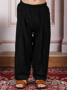 Conjunto de Kurta y Pijama Negro Estampado para Niños, Ropa Étnica Tradicional para Fiestas, Bodas, Atuendo Cómodo y Elegante - Product Image 4