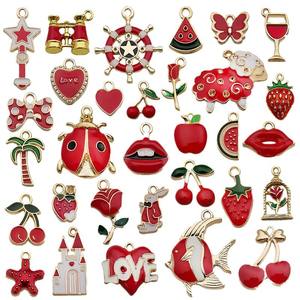 1 Uds. Gota <span class=keywords><strong>de</strong></span> aceite rojo accesorios <span class=keywords><strong>de</strong></span> joyería Kelp Fish Animal Diy collar pulsera colgante al por mayor - Product Image 5