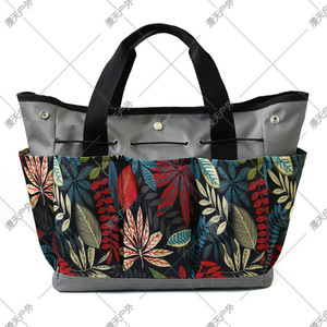 Gray Floral Pattern <b>Tool</b> Duffle <b>Bag</b> 200 Lb Capacity Water Resistant Multi Function Handheld Garden Storage <b>Bag</b> - Product Image 1