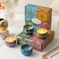Coffret cadeau de bougies parfumées avec 2 pots vides de 2,2 oz, boîte à bonbons décorative ronde en fer blanc, petite boîte à bougies vide portable