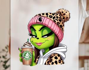 Parche Termoadhesivo Estilo <span class=keywords><strong>Grinch</strong></span> DTF con Estampado de Gorro de Santa de Navidad, Transferencias DTF Personalizadas del <span class=keywords><strong>Grinch</strong></span> Listas para Planchar - Product Image 5