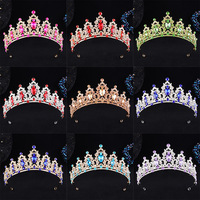Diadema de Lujo al por Mayor, Chapada en Oro, con Incrustaciones de Diamantes y Cristales, Corona de Aleación Colorida para Novias, Tiara para Boda