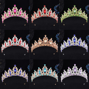 Diadema de Lujo al por Mayor, Chapada en Oro, con Incrustaciones de Diamantes y Cristales, Corona de Aleación Colorida para Novias, Tiara para Boda - Product Image 3