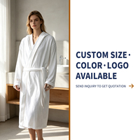 Peignoir en Coton Éponge Beige Chaud avec Col Châle pour Bien-être et Massage, Robe de Chambre Ceinturée pour Couple, Service ODM