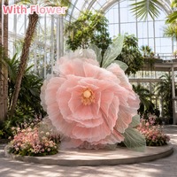 Bunga Peony Raksasa Warna Pink dari Kain Sutra Tulle, Bunga Seni Kertas Buatan Tangan Besar untuk Latar Belakang Pernikahan, Dekorasi Jendela, dan Dekorasi Mal