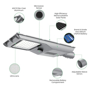Réverbère solaire commercial extérieur de l'autoroute 200LM/<span class=keywords><strong>W</strong></span> IP65 avec l'énergie solaire et de batterie de 15W/20W LED - Product Image 3