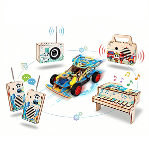 Equipo Educativo STEAM <span class=keywords><strong>de</strong></span> Ciencia y Electrónica para la Escuela, Radio con Cinta <span class=keywords><strong>de</strong></span> Voz <span class=keywords><strong>de</strong></span> <span class=keywords><strong>Madera</strong></span> Ecológica 5 en 1, Venta al Por Mayor - Product Image 1