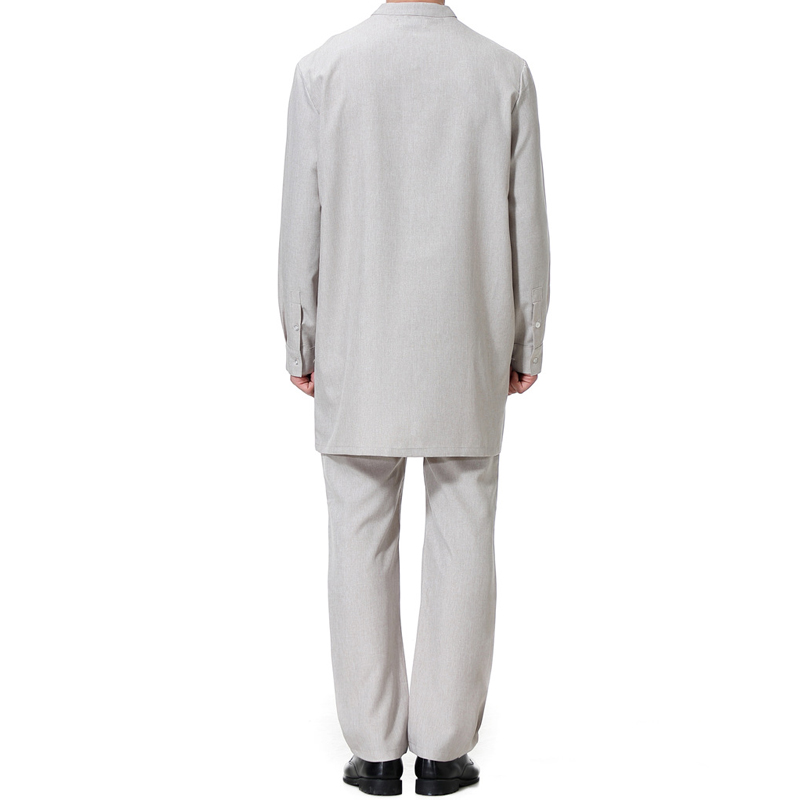 Mens Moslim Thobe 2 Stuk Set Islamitische Lange Mouw Gewaad En Broek