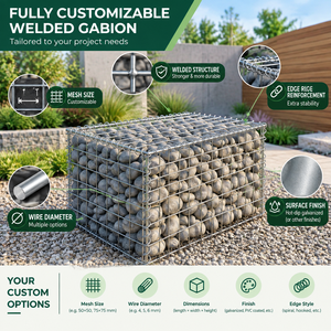 Panier Gabion Soudé en Acier Galvanisé Galfan pour Mur de Soutènement, Décoration de Jardin et Aménagement Paysager – Fourniture en Gros Personnalisée Anti-Corrosion - Product Image 6