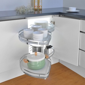 Rangement d'angle de cuisine en acier, moderne et polyvalent, avec panier extractible, pour une organisation optimale de la cuisine et de la salle à manger - Product Image 5