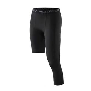 Calças Quick Dry basquete collants único apertado 3/4 uma perna calças mens leggings compressão