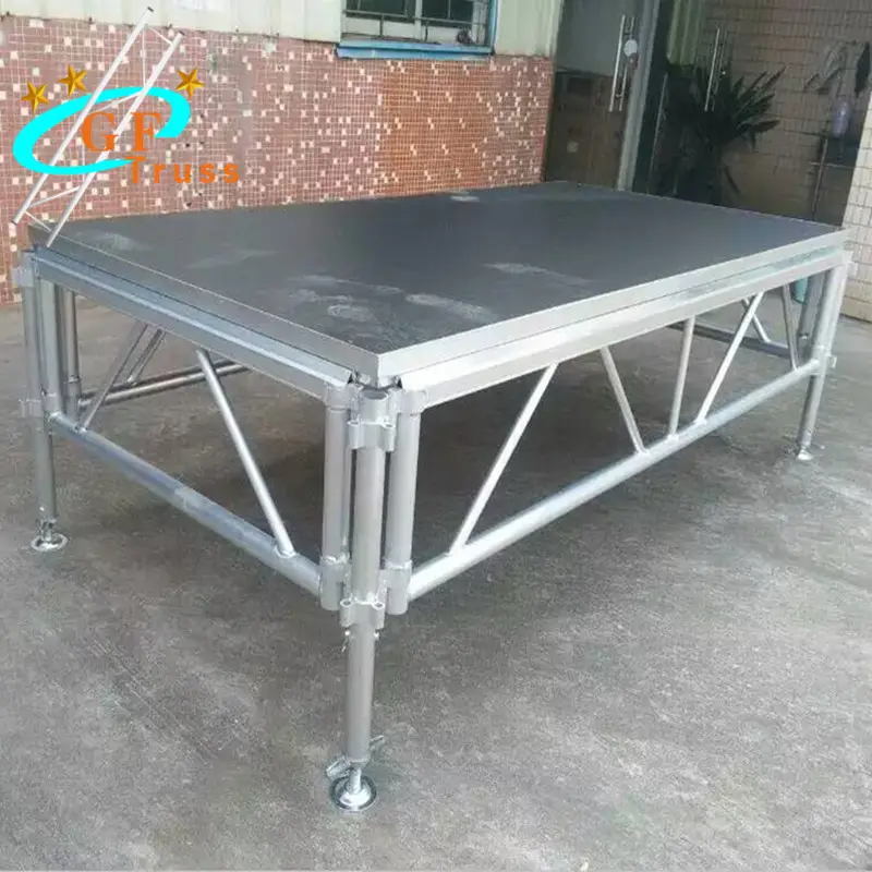 Plataforma de aluminio para escenario, montaje portátil ajustable de 1,22x2,44 M