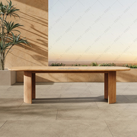Table de jardin rectangulaire FERLY de luxe en teck massif, fabriquée à la main, avec détails rainurés, pour 6 à 10 personnes