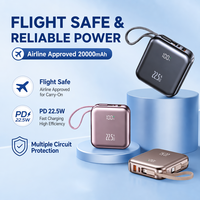 Angepasste Mini Tragbare 10000 mAh Li-Polymer Akku Powerbank mit Eingebautem Geflochtenen Kabel PD 22,5W Schnellladung LED-Anzeige Typ-C