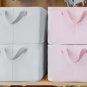 Kotak penyimpan pakaian bingkai besi seni baru kotak penyimpan pakaian pegangan dua tangan dapat dicuci kotak penyimpan kation grosir lipat