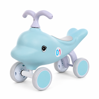 Vélo d'équilibre LED durable en nylon pour enfants, motif dauphin, sans pédales, jouet de marche pour bébés, cadeau d'anniversaire pour garçons et filles, en acier