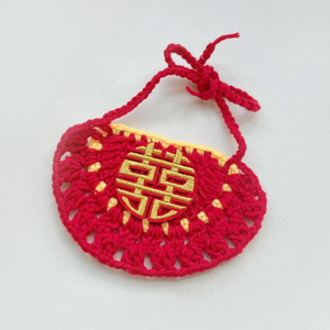 Pet scarves, cat and dog New Year's festive embroidered scarves, bibs, <b>red</b> wedding decorative collars for photos - Product Image 1