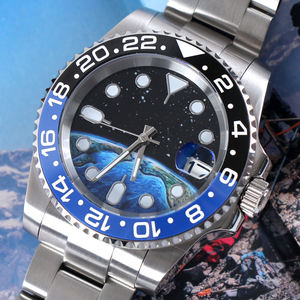 Montre mécanique automatique Pengzhan <span class=keywords><strong>Sub</strong></span> Watch Space Earth Dial avec mouvement en cristal de saphir, étanche à 10 bars, en acier - Product Image 4