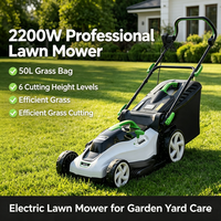 Cortacésped Eléctrico Manual de Metal para Jardín con Bolsa Recolectora de 50L, 6 Alturas de Corte Ajustables y Máquina para Cortar Césped