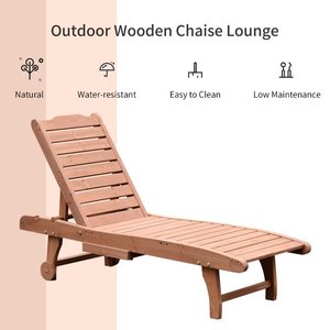 <span class=keywords><strong>Chaise</strong></span> inclinable d'extérieur en bois, Patio, piscine avec plateau coulissant - Product Image 3