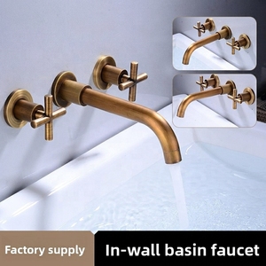 <span class=keywords><strong>Robinet</strong></span> de <span class=keywords><strong>lavabo</strong></span> encastré en cuivre massif à double poignée, classique, <span class=keywords><strong>3</strong></span> <span class=keywords><strong>trous</strong></span>, électroplaqué - Product Image 2