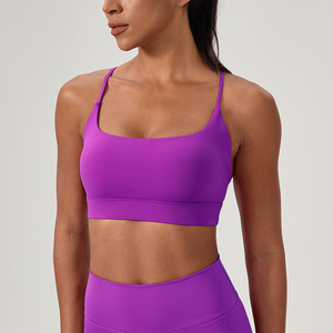 Wholesale Women's Crisscross <b>Strap</b> Sports <b>Bra</b> Square Neck Yoga <b>Bra</b> with Removable Pads Quick Dry Medium Support Activewear - Product Image 1