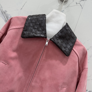 Giacca Corta in Vera Pelle di Pecora, Stile Retrò Moderno per Primavera, Giubbotto da Biker con Risvolto Intrecciato per <span class=keywords><strong>Donna</strong></span> - Product Image 4
