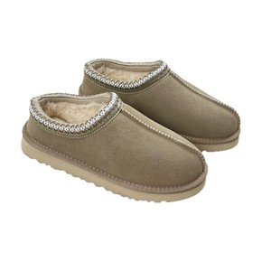 Mules ethniques tissées pour femmes, en daim véritable, doublées de peau de mouton, chaudes pour l'hiver - Product Image 5