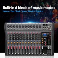 Console de mixage audio stéréo 12 canaux, lecteur MP3 USB sans fil Bluetooth, table de mixage DJ/console audio pour studio