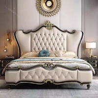 Europäischer Luxus-Kingsize-Plattformbett aus massivem Gummiholz mit Stauraum, modernes minimalistisches Design, umweltfreundlich, langlebig, komfortabel, weich