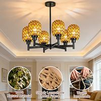 Abat-jour suspendus Yulin Jiafu Boho, abat-jour tissés pour lampadaires, lampes suspendues en rotin, lampe bohème, luminaire de plafond