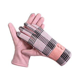 Mitaines thermiques en tricot doux à carreaux, tendance, avec poignets moelleux, coupe-vent, compatibles écran tactile, pour la conduite quotidienne - Product Image 2