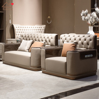 Ensemble de canapés sectionnels en cuir véritable de style italien moderne et luxueux pour salon de villa