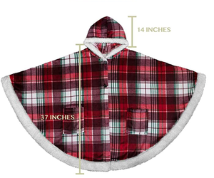 Couverture Poncho Sherpa en peluche pour femmes, housse, en molleton chaud, doux et portable, avec poches - Product Image 6
