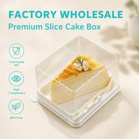 Boîte d'emballage alimentaire jetable pour gâteau en forme de triangle, avec couvercle transparent, cuillère en plastique intégrée, plateau intérieur blanc, coque en PET