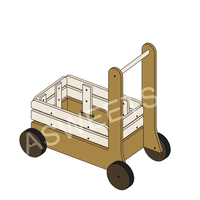 Asweets Chariot assorti en forme de marcheur multifonctionnel en bois pour crème glacée d'été Trotteur pour bébé à trois roues