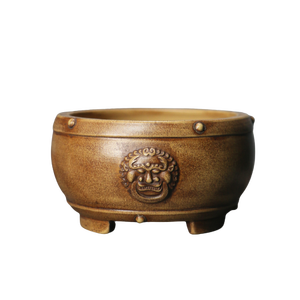 Maceta de arcilla morada con forma de tambor y asas con diseño de cara de animal, estilo Taoxiang, para bonsái - Product Image 5