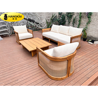 Usine Foshan mobilier d'extérieur nordique ensemble de canapés en teck et rotin pour jardin