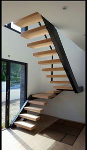 CBMmart Single Stringer Staircase Modelos de <span class=keywords><strong>escalera</strong></span> para el <span class=keywords><strong>segundo</strong></span> <span class=keywords><strong>piso</strong></span> Varilla de aluminio Cuerda Barandilla de vidrio Diseño de <span class=keywords><strong>madera</strong></span> Dibujos en 3D - Product Image 3