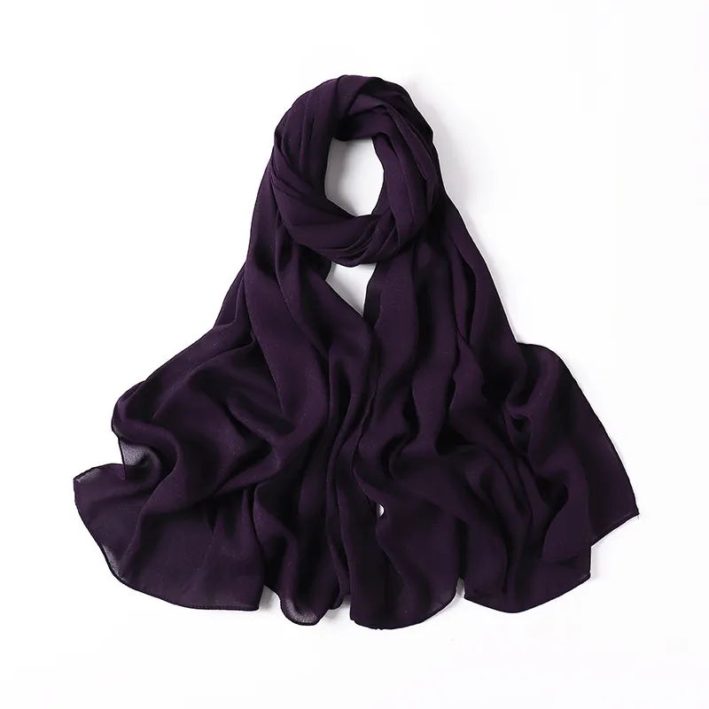 Оптовая продажа, модный дизайн, модный темно-фиолетовый длинный хиджаб, головной платок, малайзийские головные повязки, шифоновые блестящие шарфы с жемчугом