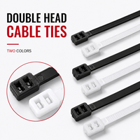 Bridas de nailon de doble cabezal de 50 libras, bridas de doble bloqueo PA66, bridas de fijación paralela para energía solar y automotriz, 4.8 x 250 mm